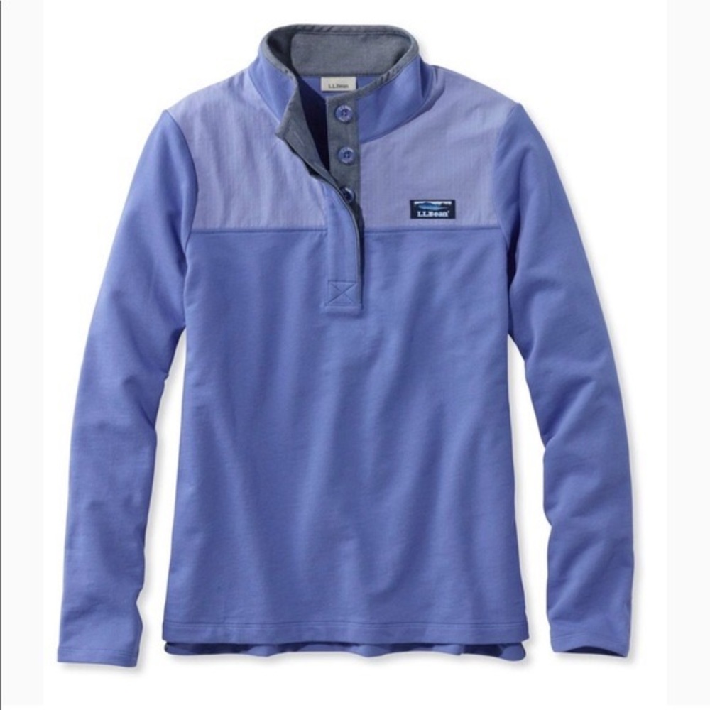 L.L Bean Soft Cotton Mixed Media Henley Long-Sleeve Top, Icy Violet BNWT size L